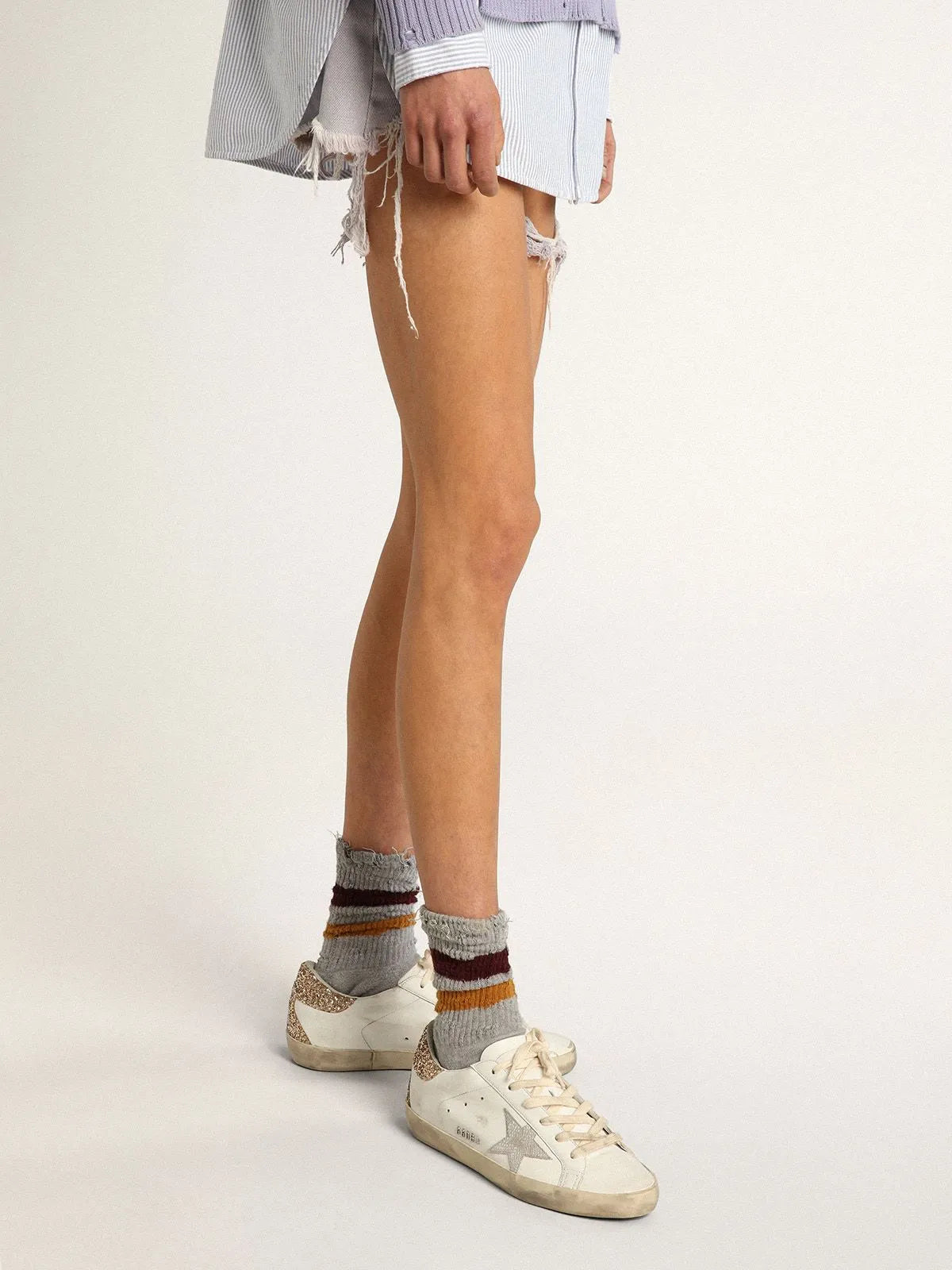 Super-Star sneakers with snake-print silver leather star and gold glitter heel tab