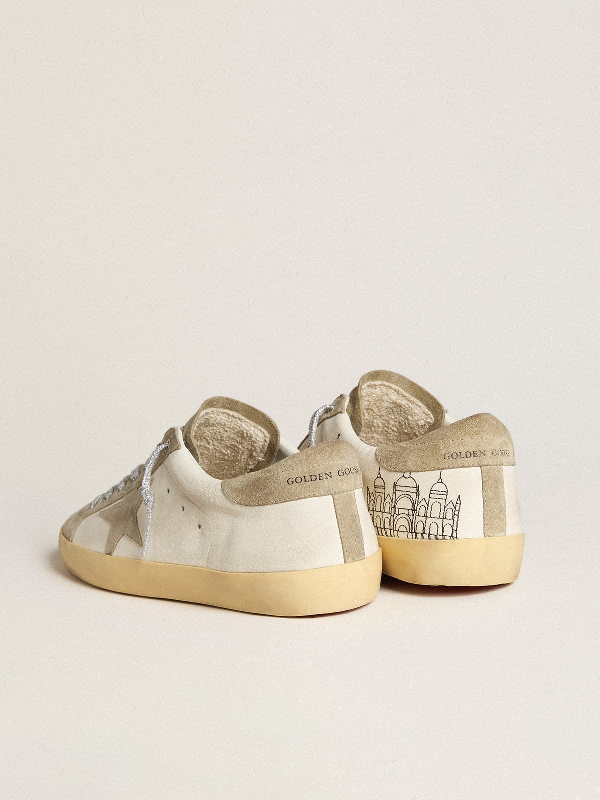 Men’s Super-Star in nappa with ice-gray suede star and black embroidery