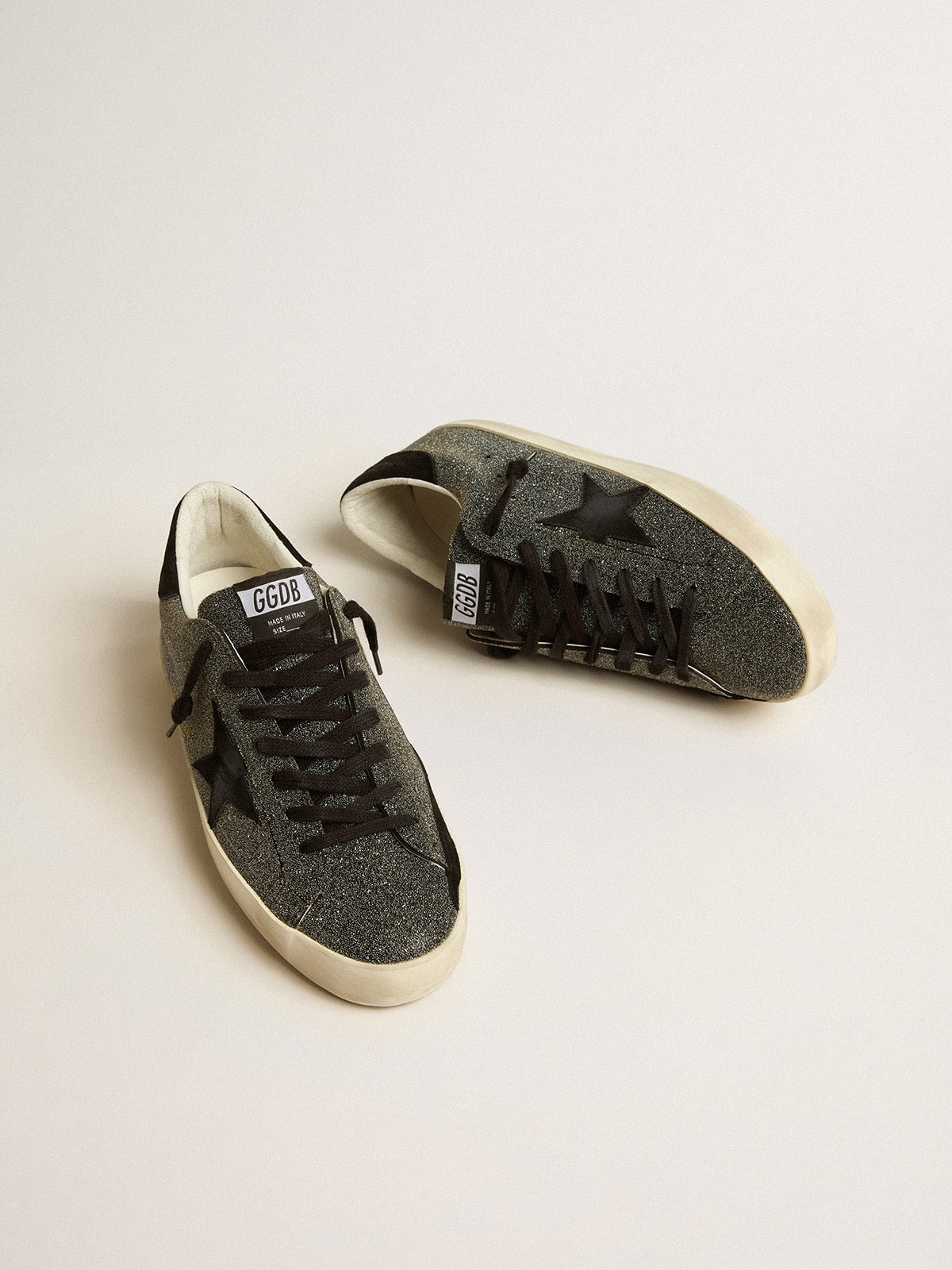 Men’s Super-Star in black Swarovski crystals with black suede star
