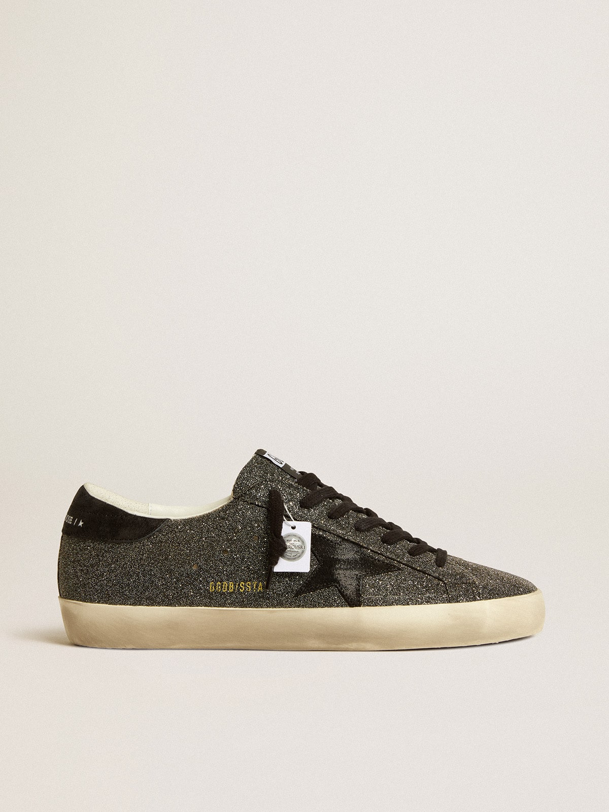 Men’s Super-Star in black Swarovski crystals with black suede star