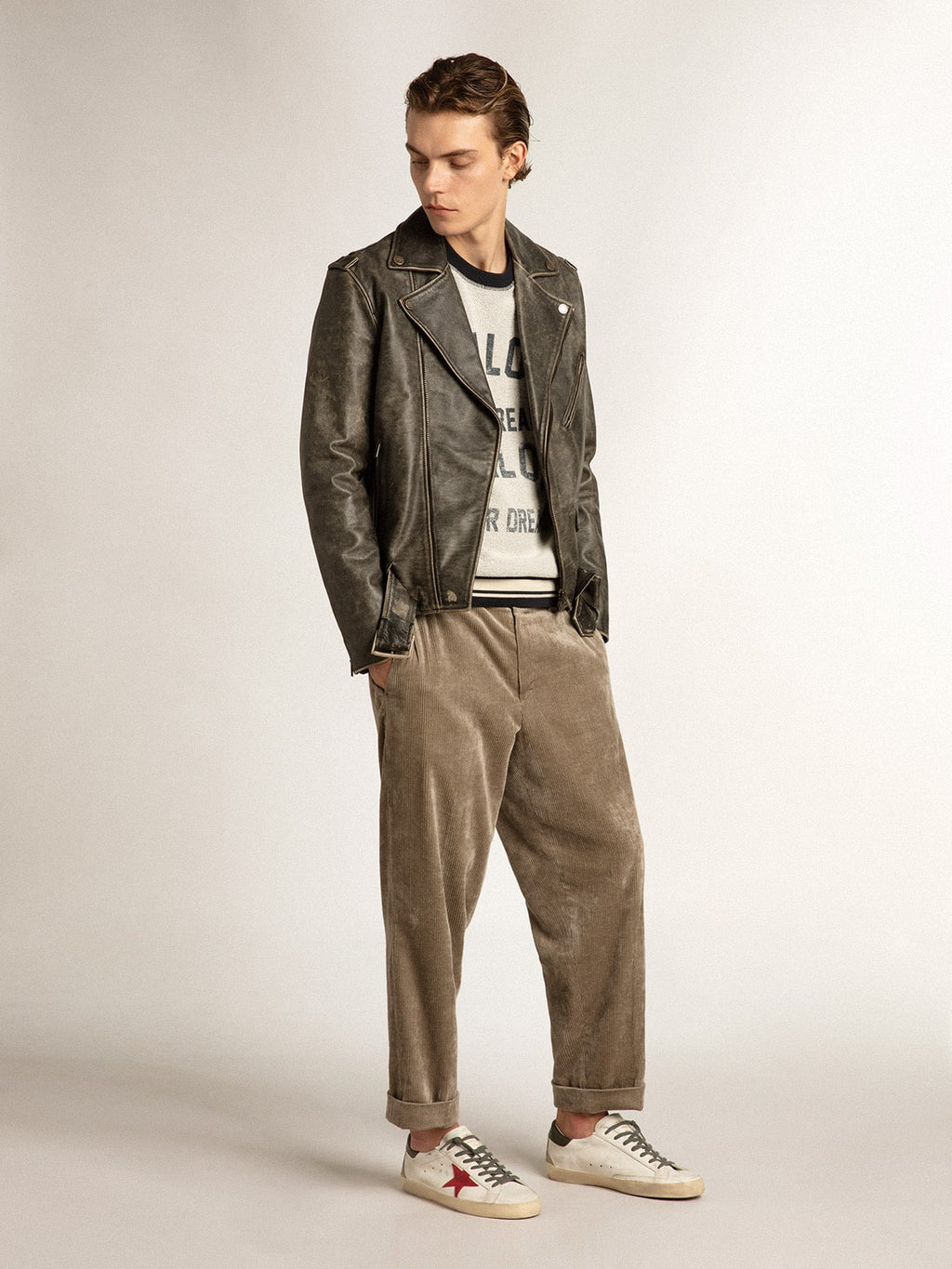 Men's Super-Star with red suede star and green leather heel tab