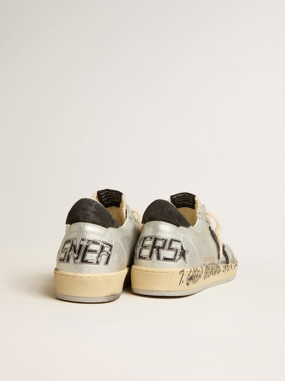 Ball Star LTD in silver leather with gray suede star and heel tab