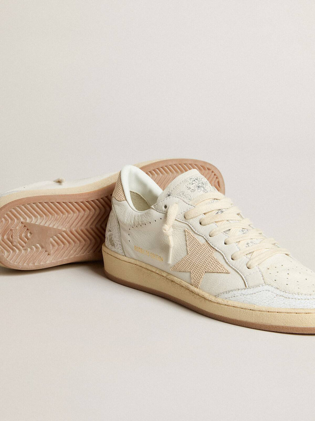 Men’s Ball Star LTD CNY in white leather with ivory star