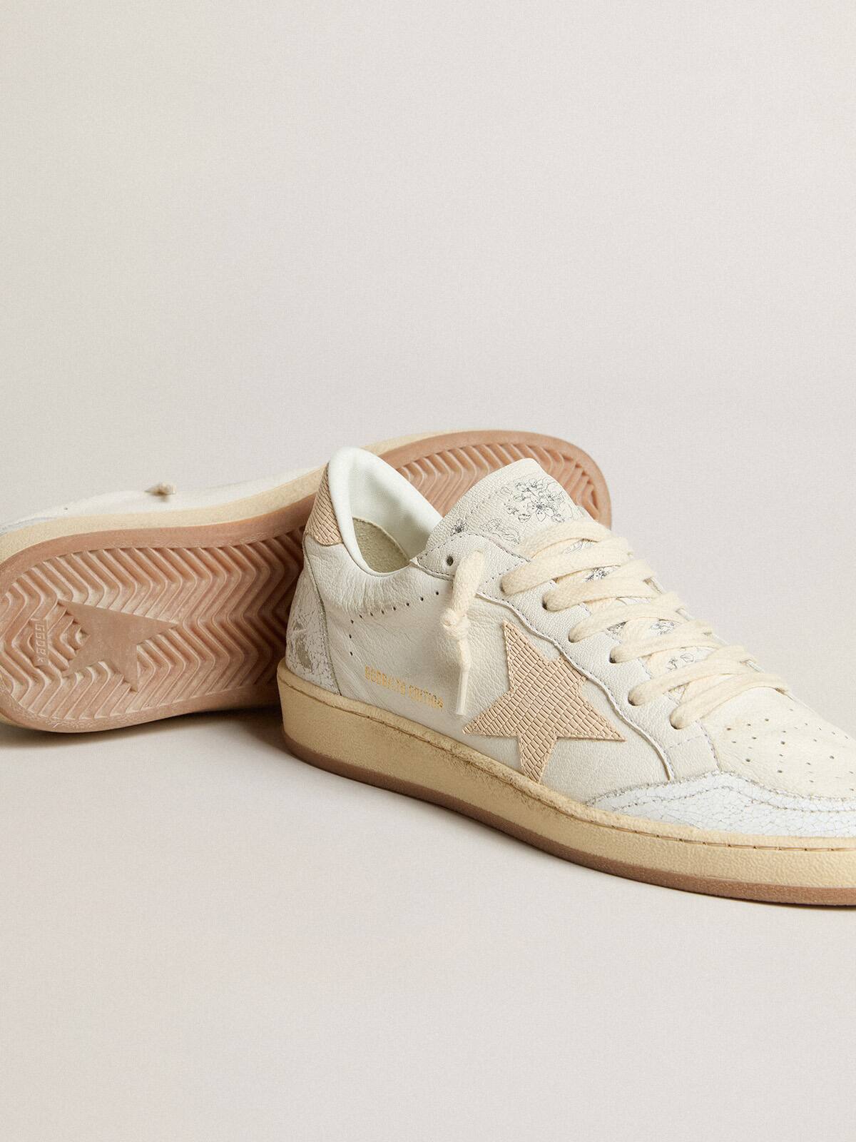 Men’s Ball Star LTD CNY in white leather with ivory star