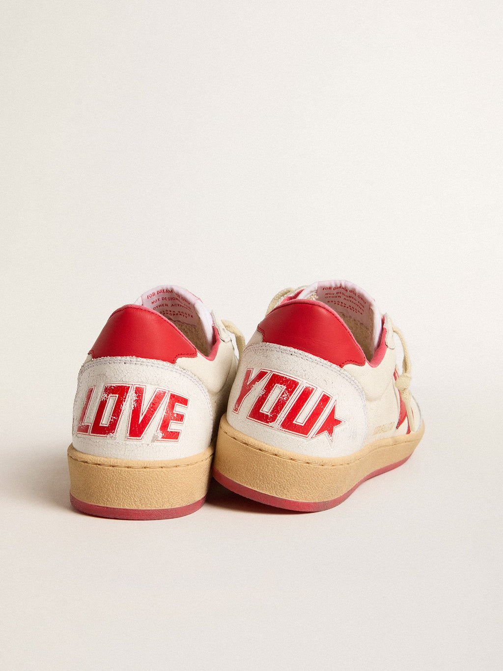 Men’s Ball Star Wishes in white leather with a red star and heel tab