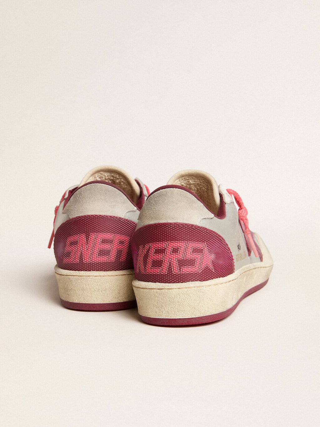 Men’s Ball Star Pro in silver crackle leather with burgundy star