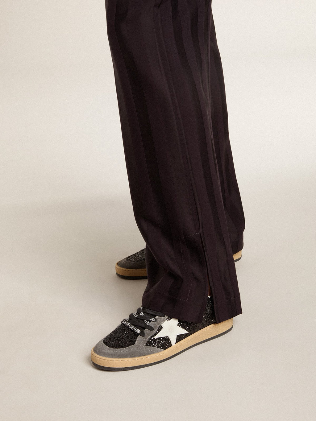 Women's Ball Star in glitter with leather star and metallic leather heel tab