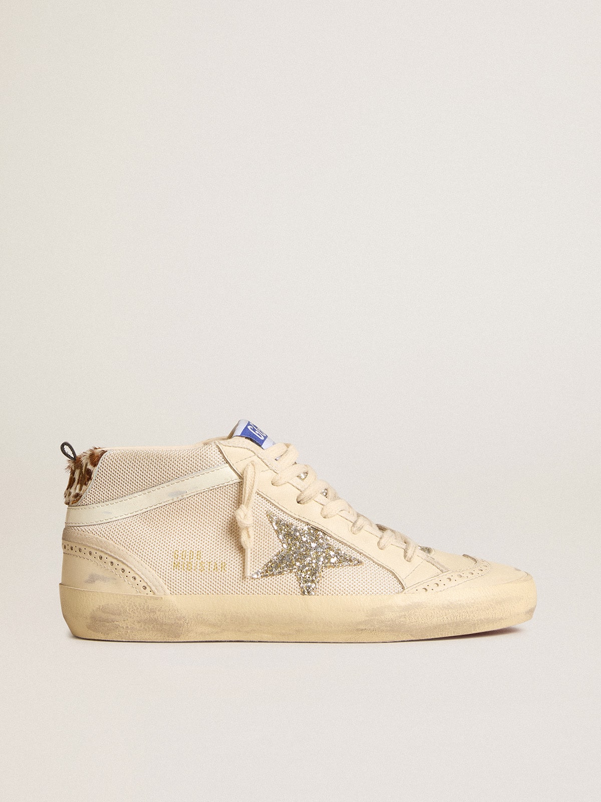 Women's Mid Star in mesh with platinum glitter star and white leather flash