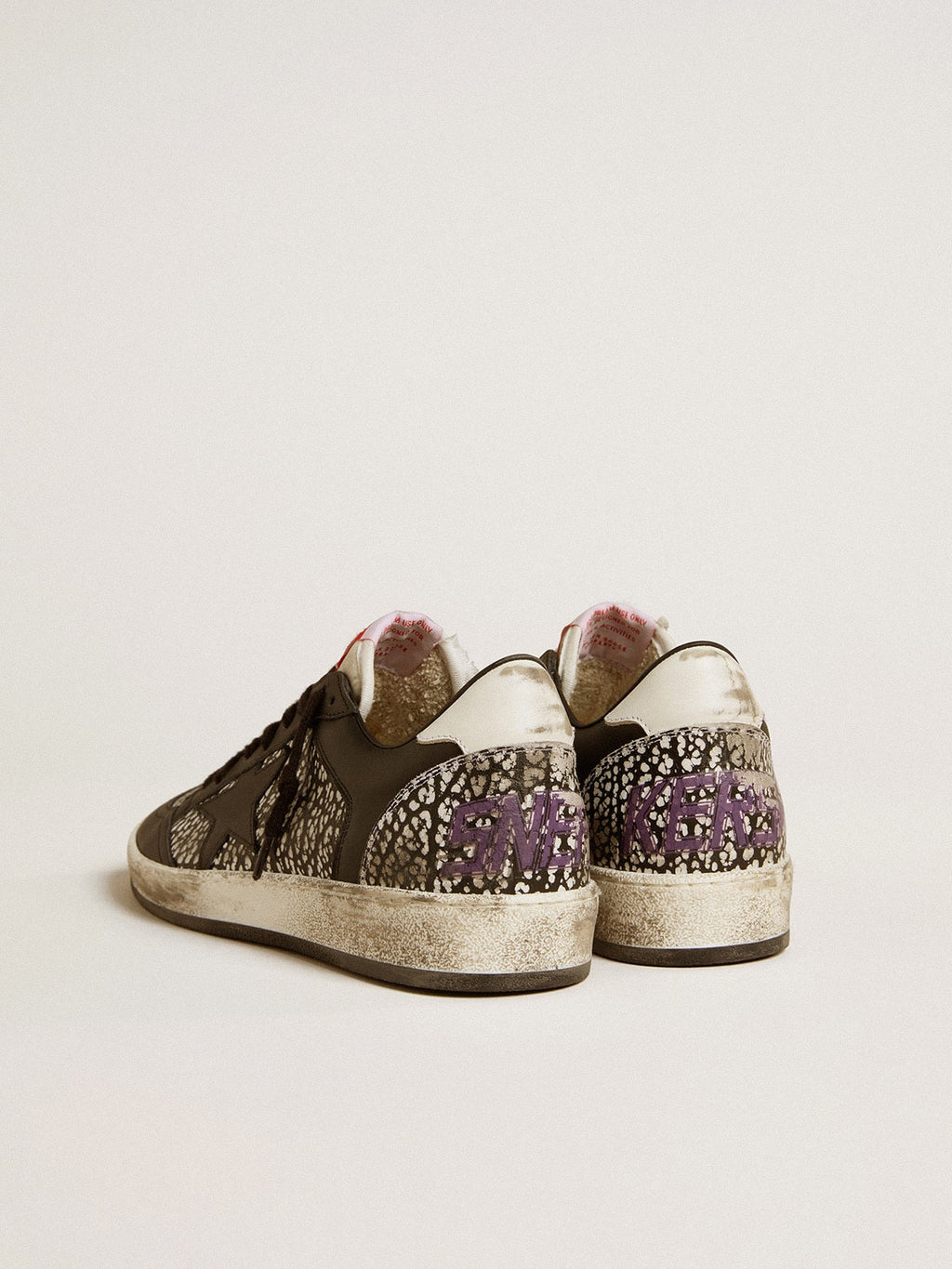 Women's Ball Star in elephant-print leather with black leather star