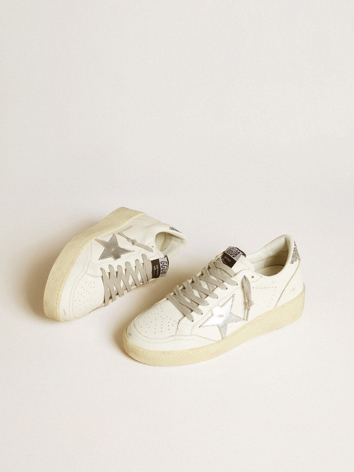 Women's Ball Star 2 with silver leather star and silver glitter heel tab