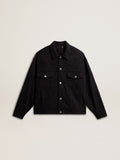 Women’s black denim jacket with embroidery